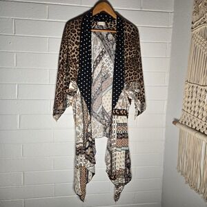 Altar'd State Kimono Rayon M/L Oversize Mixed Print Leopard Mob Coverup Paisley